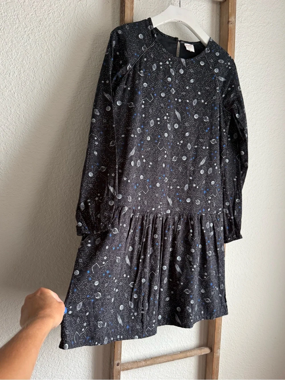 Little Karl Marc John Ralaxy Noir Celestial Galaxy Long Sleeve Dress Sz: 12